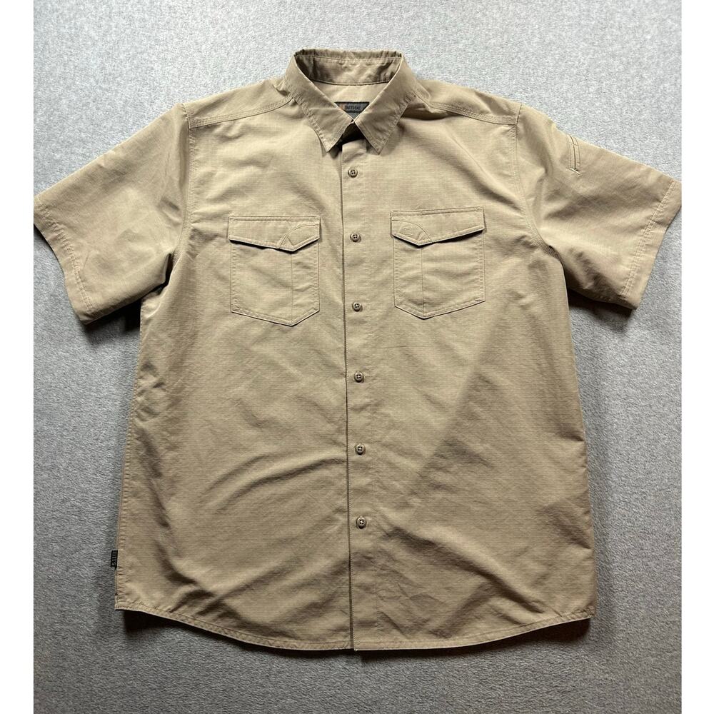 5.11 Tactical Button Up Shirt Men's Large Khaki Short Sleeve Cargo Pocket